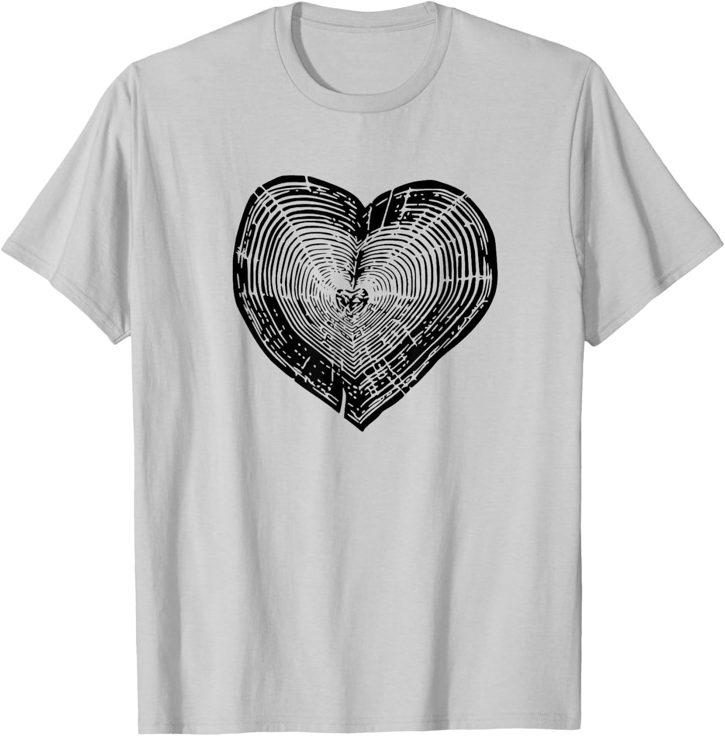 Outdoor Nature Lover Tree Ring Heart Earth Day T-Shirt - T-Shirt | Ash