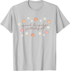 Speech Language Pathologist Halloween Fall Pumpkins SLP T-Shirt - T-Shirt | Ash