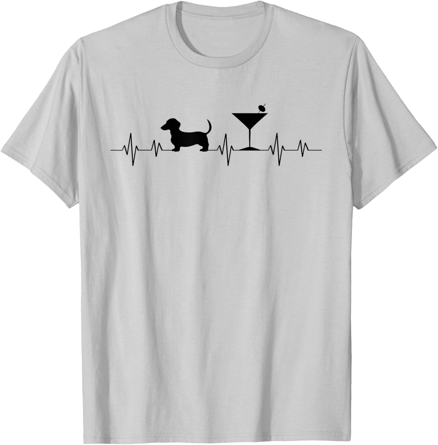 Weenies Martinis EKG Heartbeat Love Vintage Dachshund T-Shirt - T-Shirt | Ash