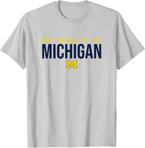 University of Michigan Wolverines U of M Stacked T-Shirt - T-Shirt | Ash