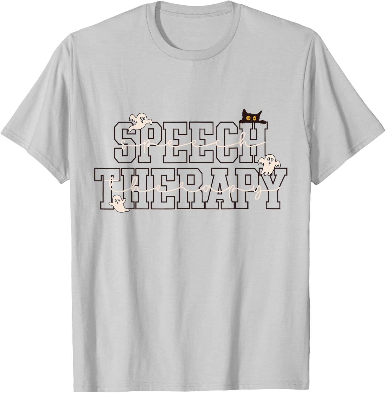 Speech Therapy SLP Ghost Speech Therapy Halloween T-Shirt - T-Shirt | Ash