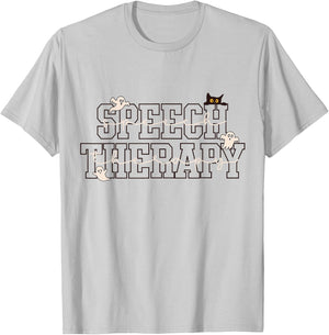 Speech Therapy SLP Ghost Speech Therapy Halloween T-Shirt - T-Shirt | Ash