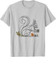 BioGeometry Autumn Squirrel Line with Acorns and Leaves T-Shirt - T-Shirt | Ash
