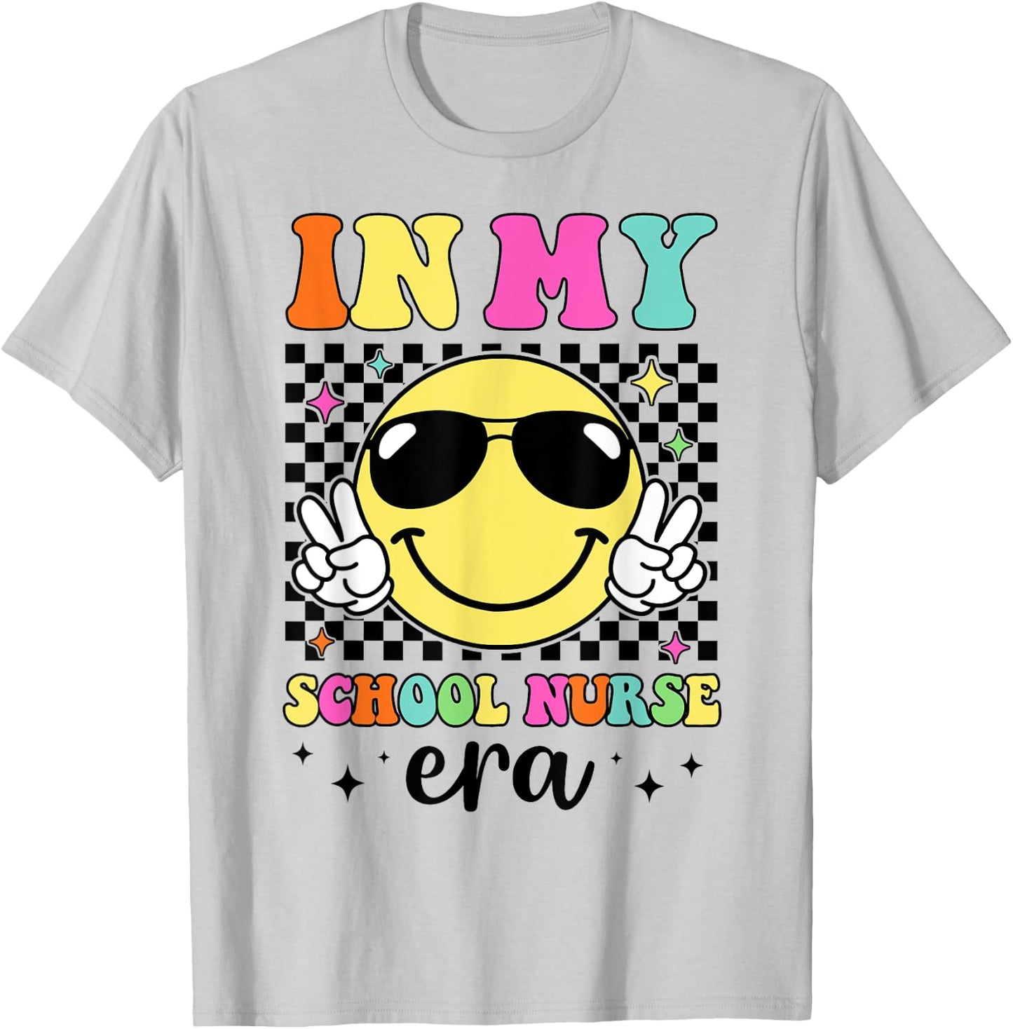 In My School Nurse Era Groovy Vintage Back To School Funny T-Shirt - T-Shirt | Ash