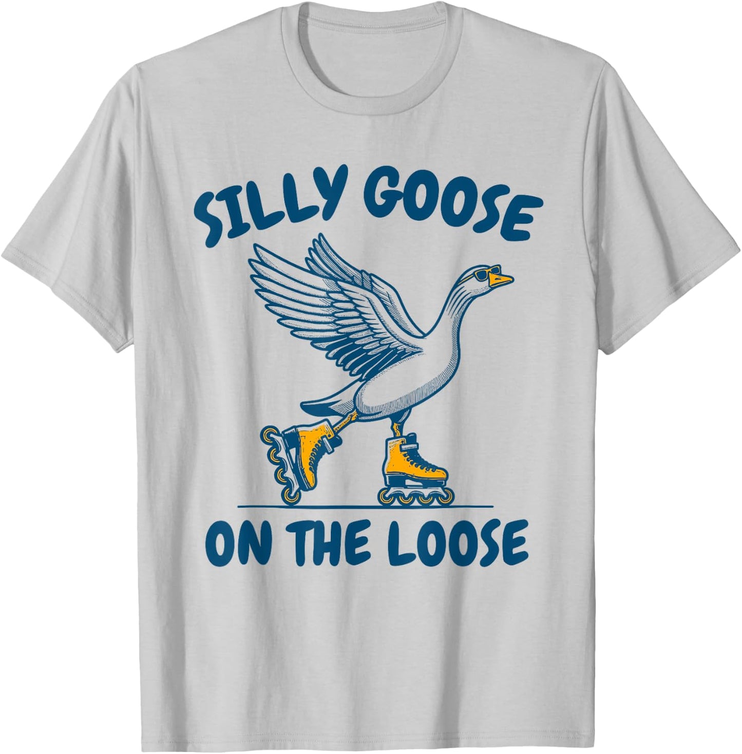 Funny Goose On The Escape Funny Animal Joke Retro Goose T-Shirt - T-Shirt | Ash