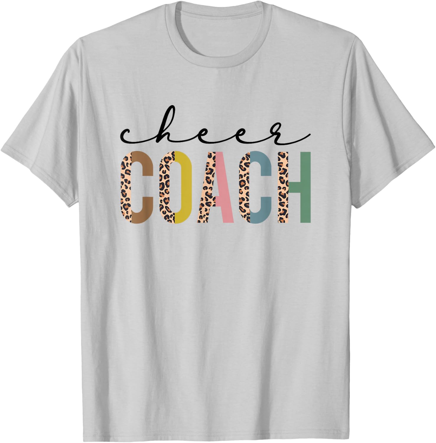 Cheer Coach Leopard Cheerleading Props Cute Cheer For Coach T-Shirt - T-Shirt | Ash