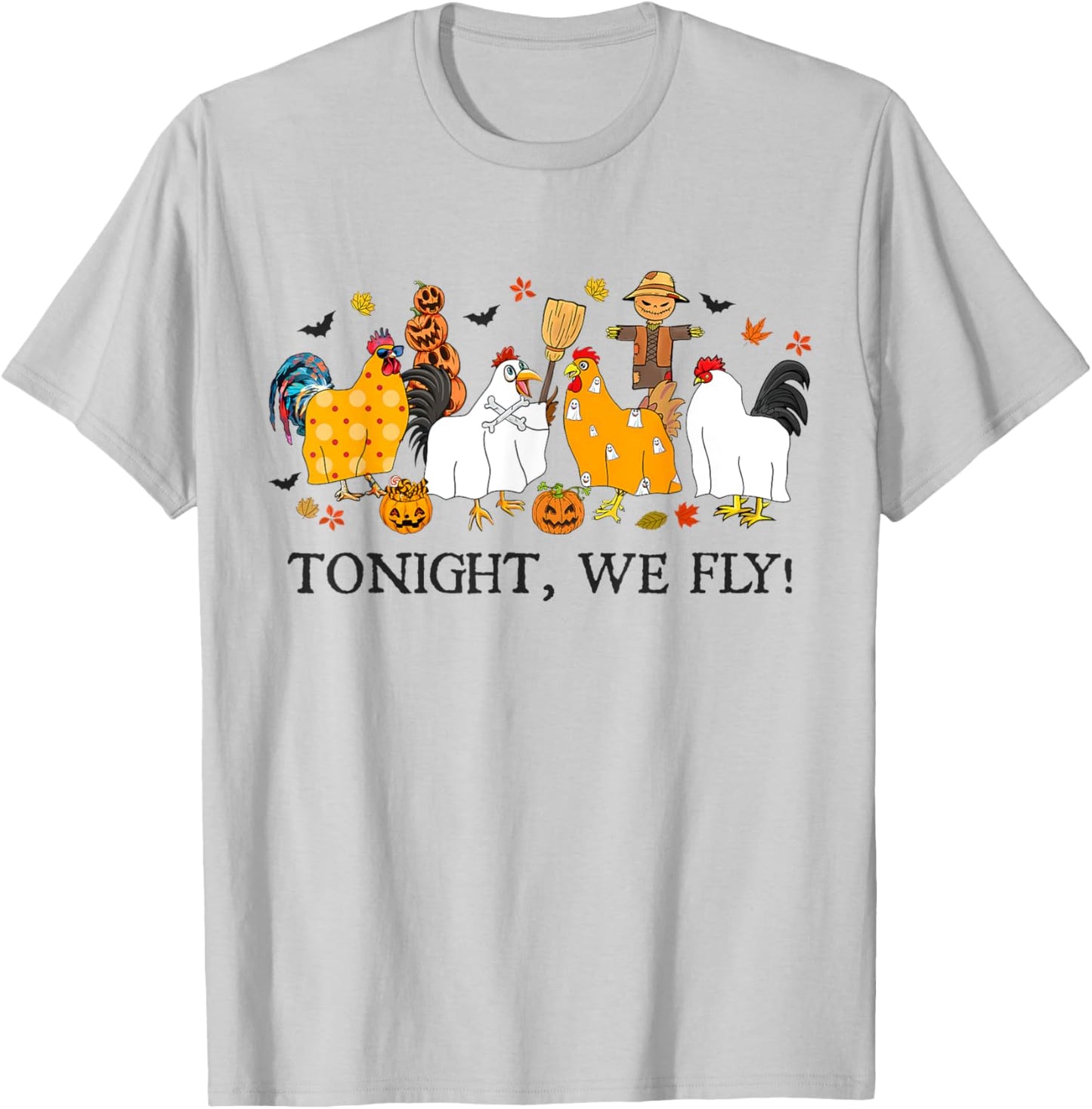 Tonight We Fly Funny Chicken Halloween Costume Spooky Season T-Shirt - T-Shirt | Ash