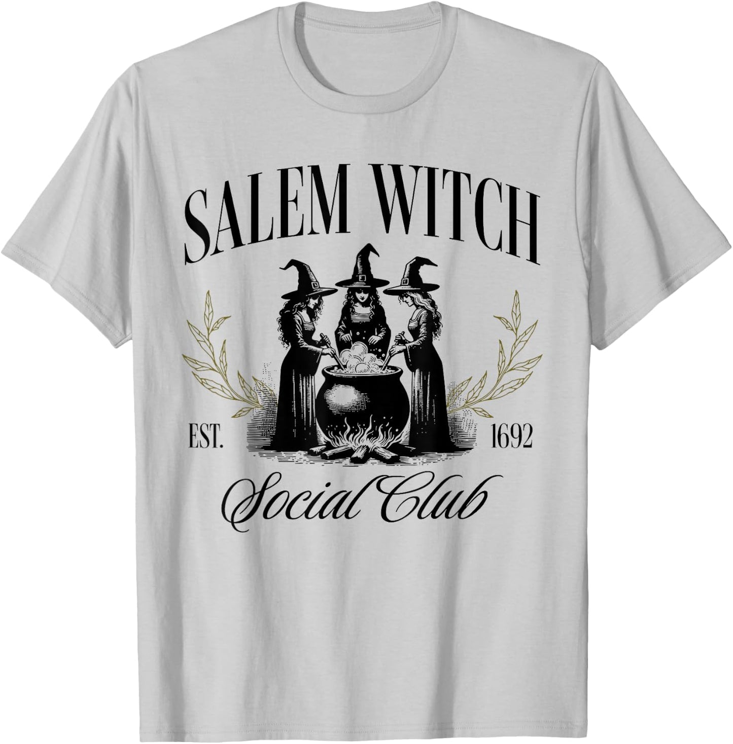 Salem 1692 Social Club Witch Halloween Witchy Women Girls T-Shirt - T-Shirt | Ash
