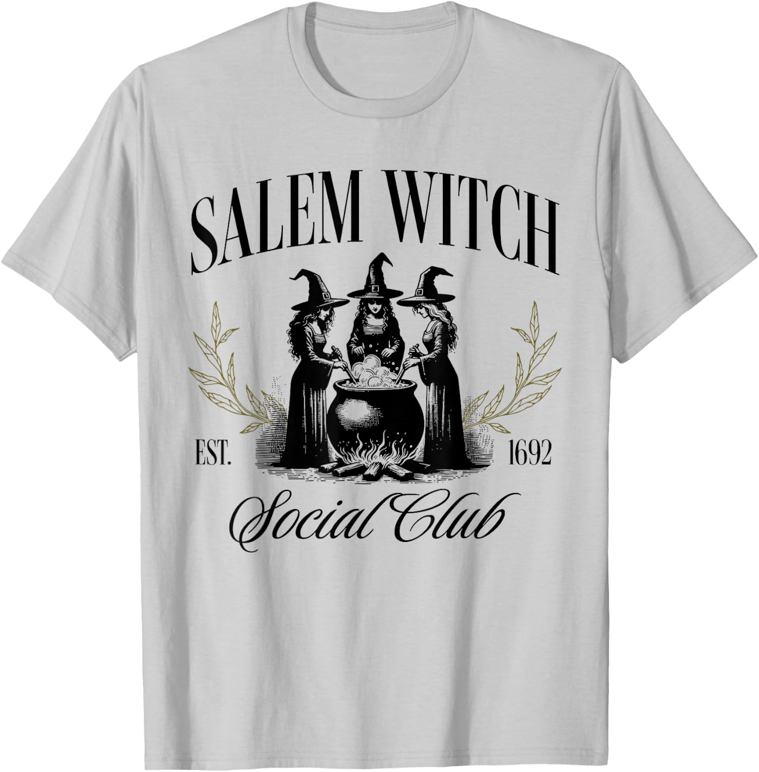Salem 1692 Social Club Witch Halloween Witchy Women Girls T-Shirt - T-Shirt | Ash