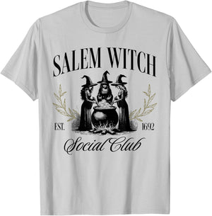 Salem 1692 Social Club Witch Halloween Witchy Women Girls T-Shirt - T-Shirt | Ash