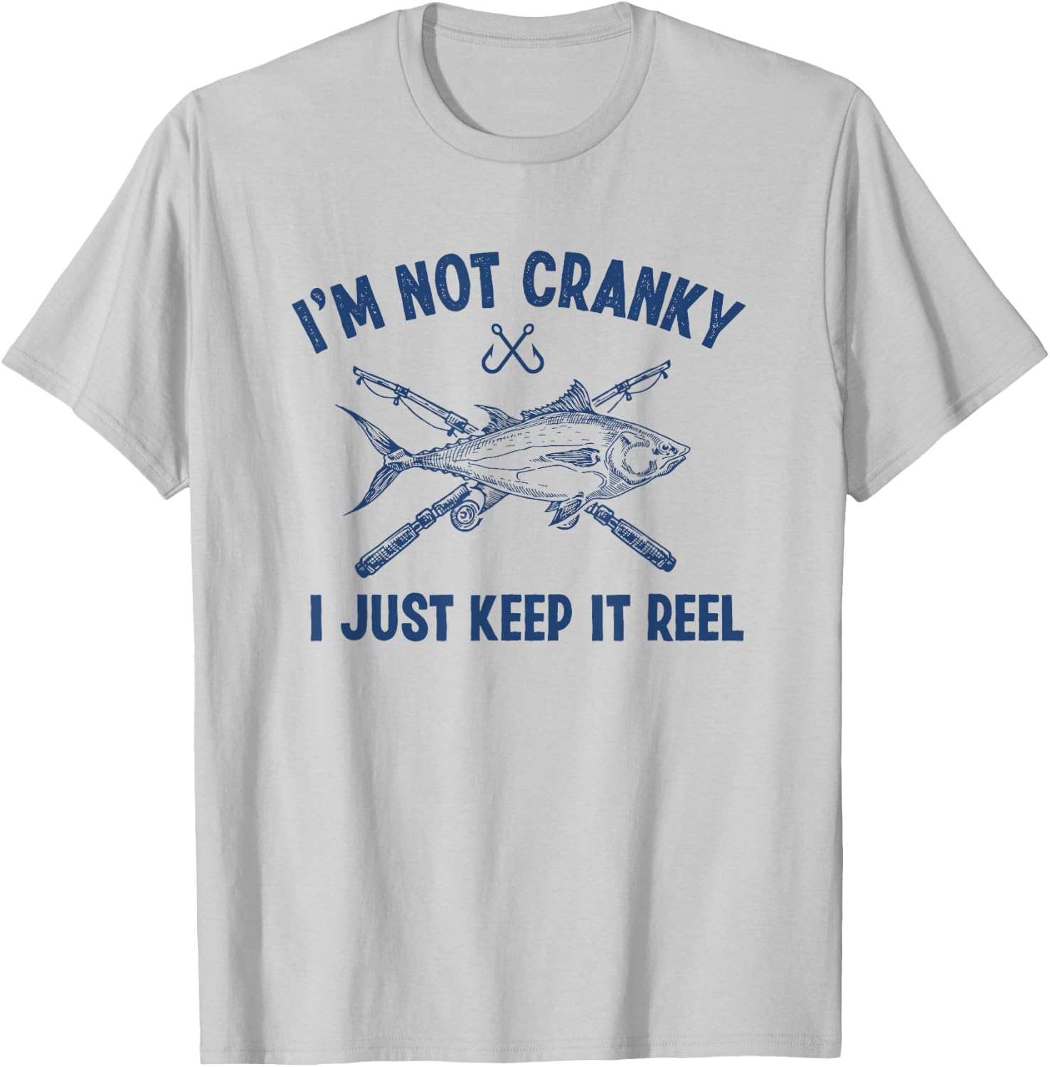 Fishtastic Funny Cranky Fishing Fisherman , Small, Grey T-Shirt - T-Shirt | Ash