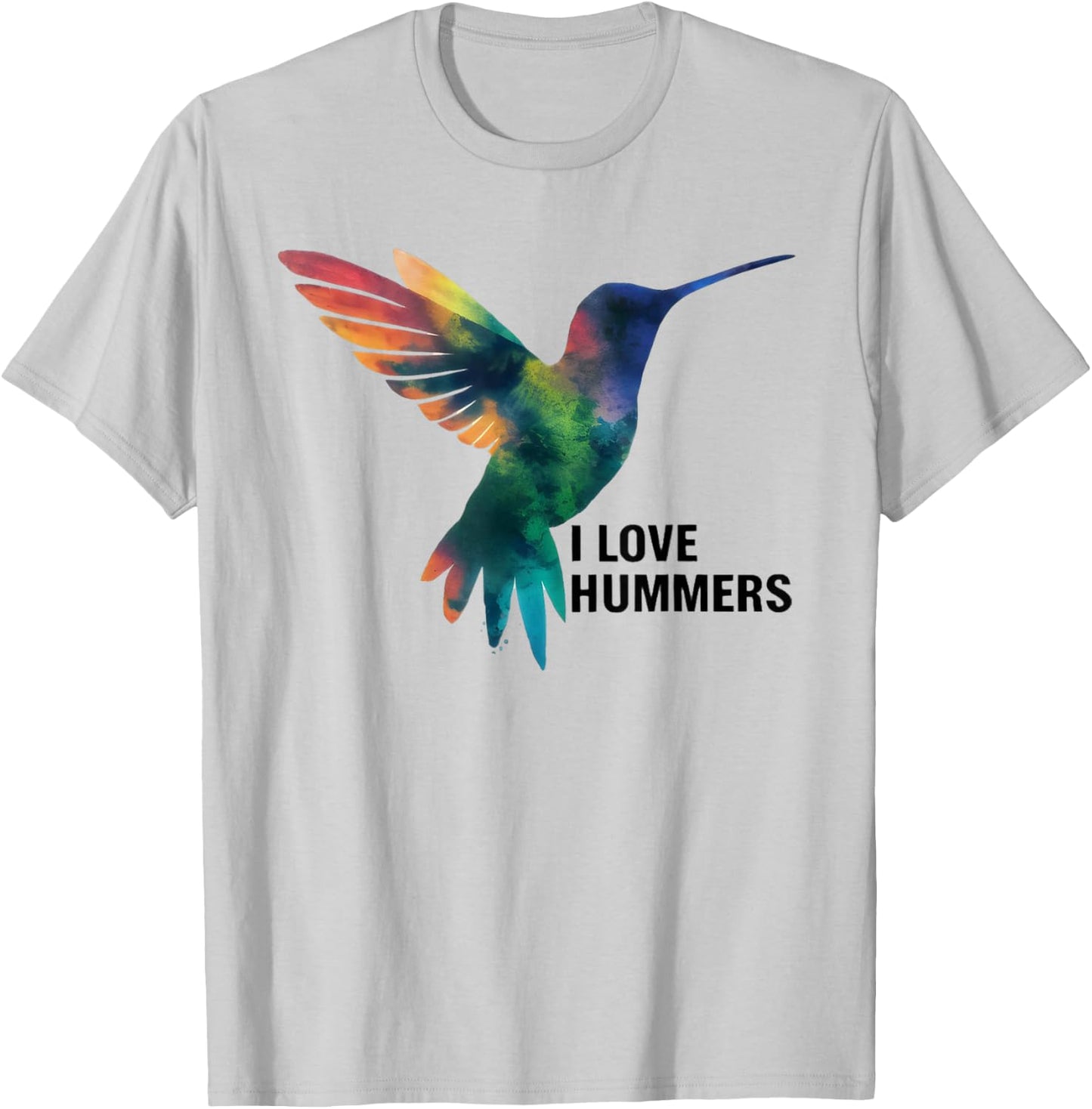 I Love Hummers bird Watercolor Stylized Colibri T-Shirt - T-Shirt | Ash