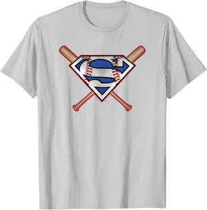 Superman Baseball Shield T-Shirt - T-Shirt | Ash