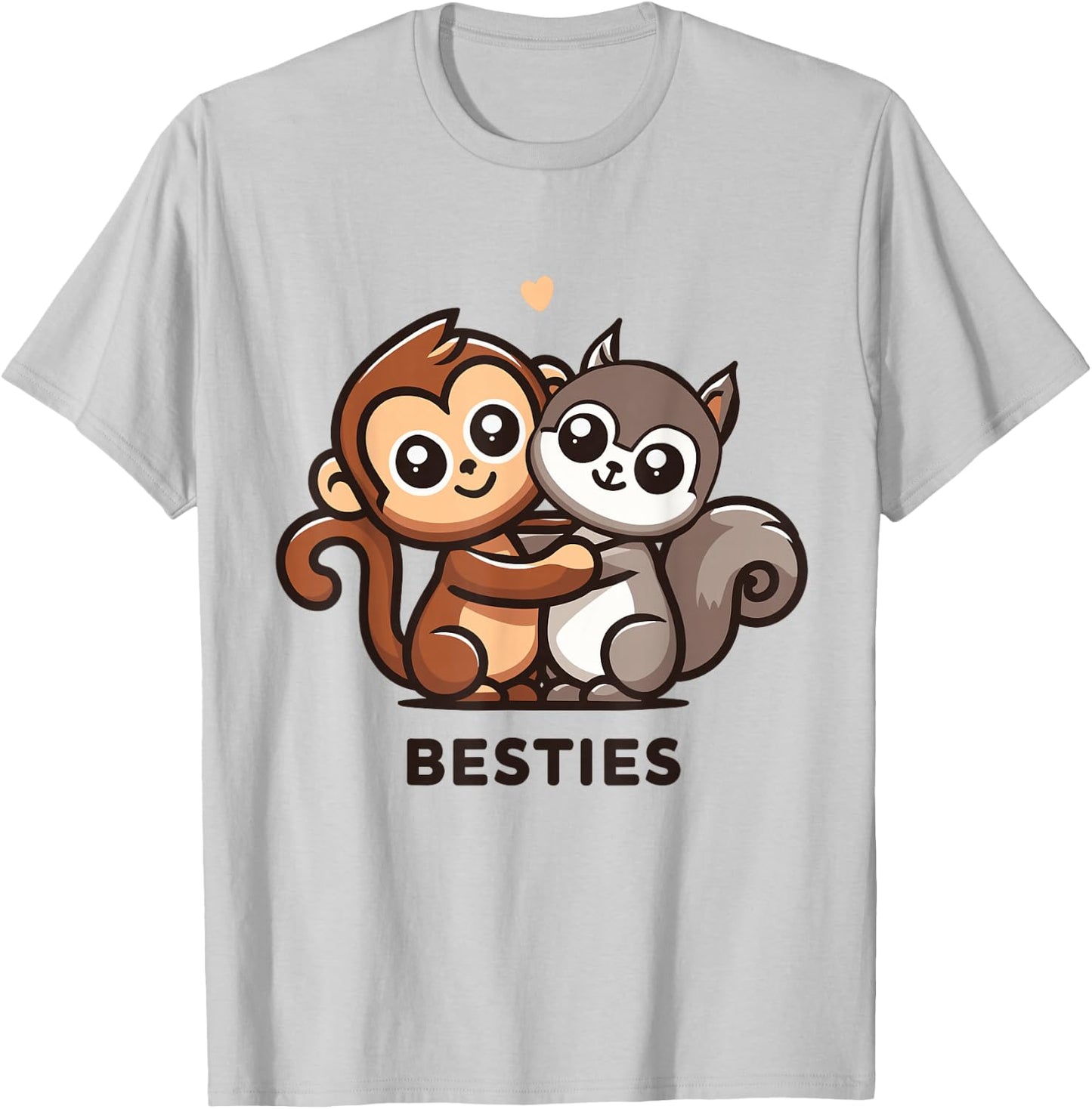 Cute Monkey and Squirrel Besties Friends Best Pal T-Shirt - T-Shirt | Ash