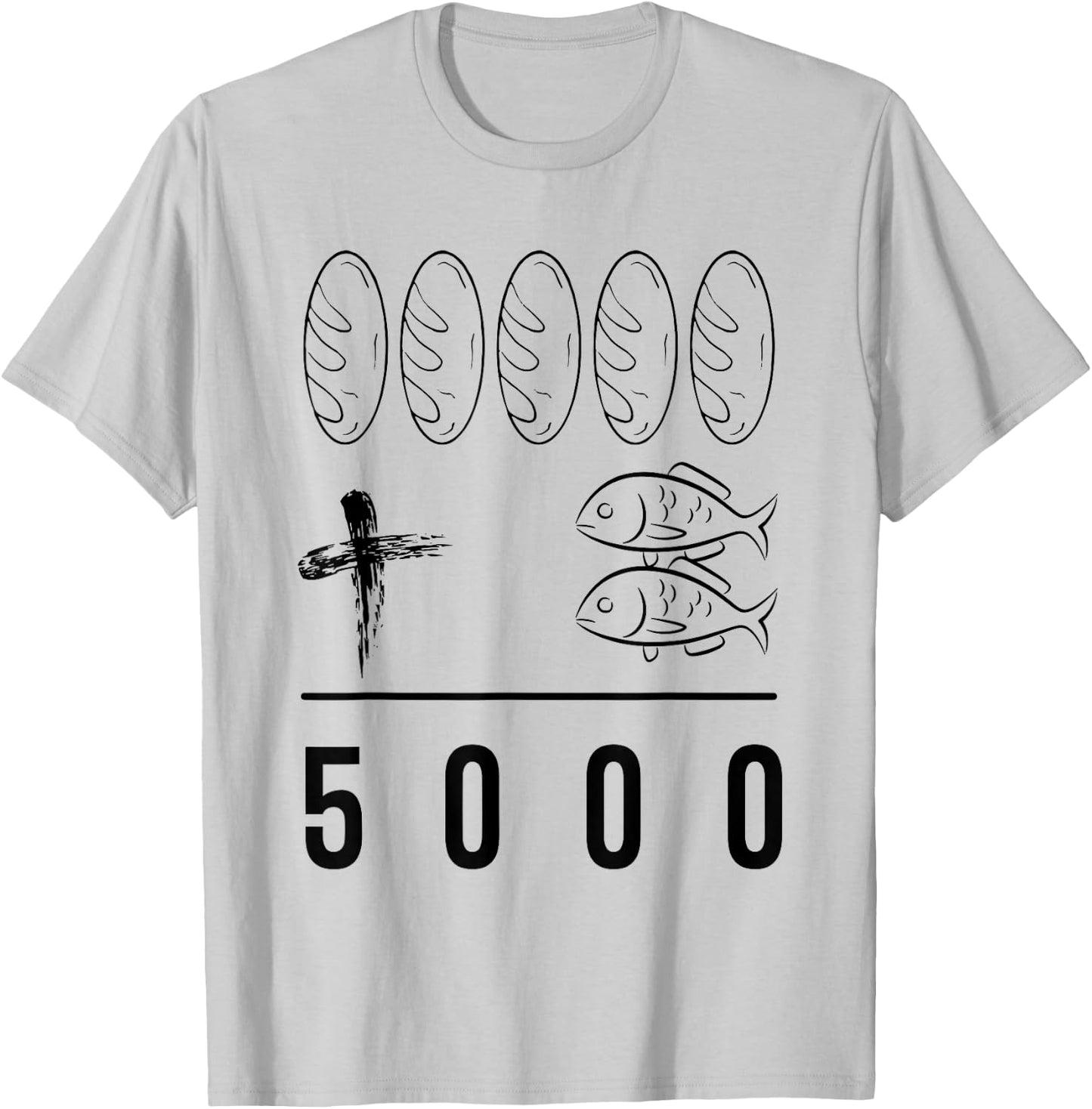Retro Five Loaves Plus Two Fish Equals 5000 Christian T-Shirt - T-Shirt | Ash