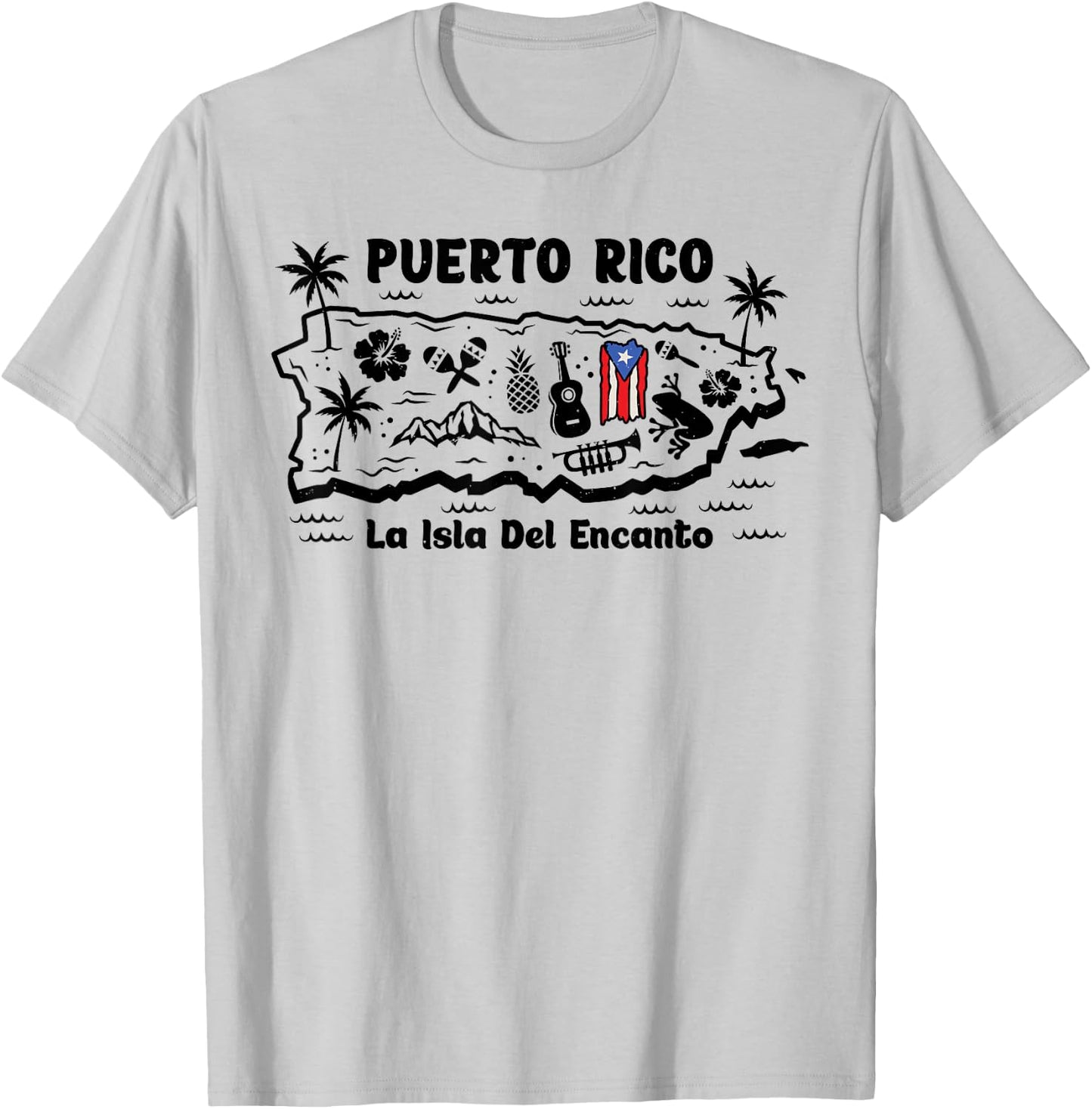 Puerto Rico La Isla del Encanto Puerto Rican Flag Retro T-Shirt - T-Shirt | Ash