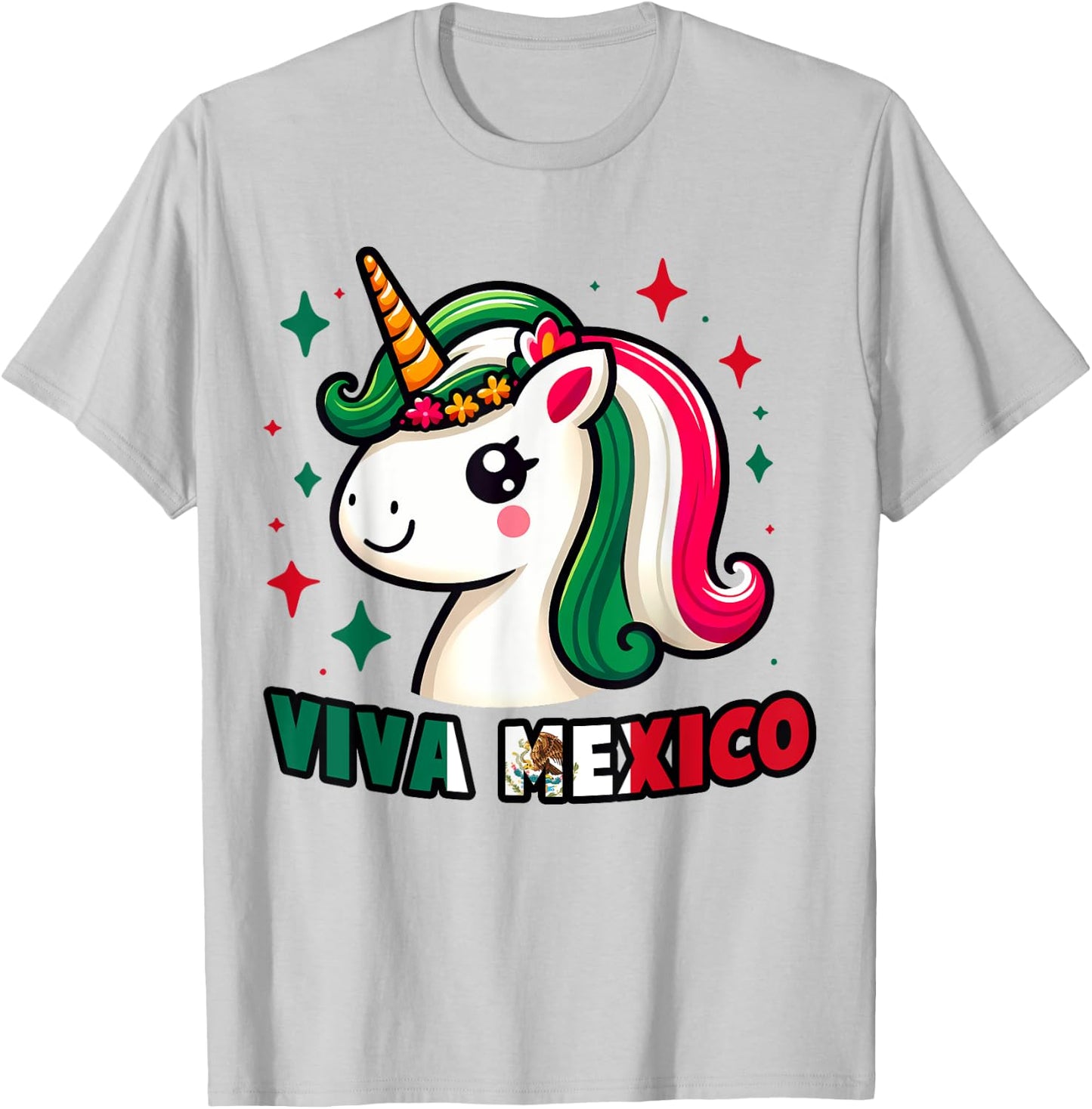 Unicorn Viva Mexico Mexican Independence Day Kids Boys Girls T-Shirt - T-Shirt | Ash