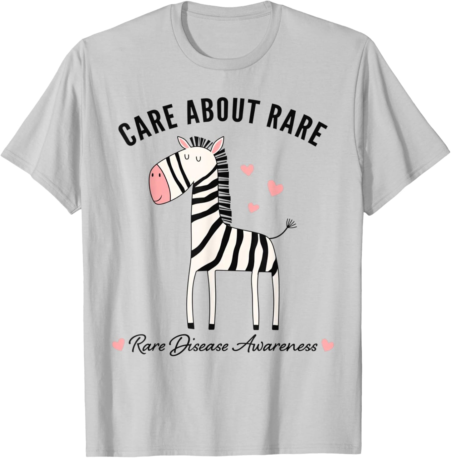 Rare Disease Awareness - Care About Rare - Cute Zebra T-Shirt - T-Shirt | Ash