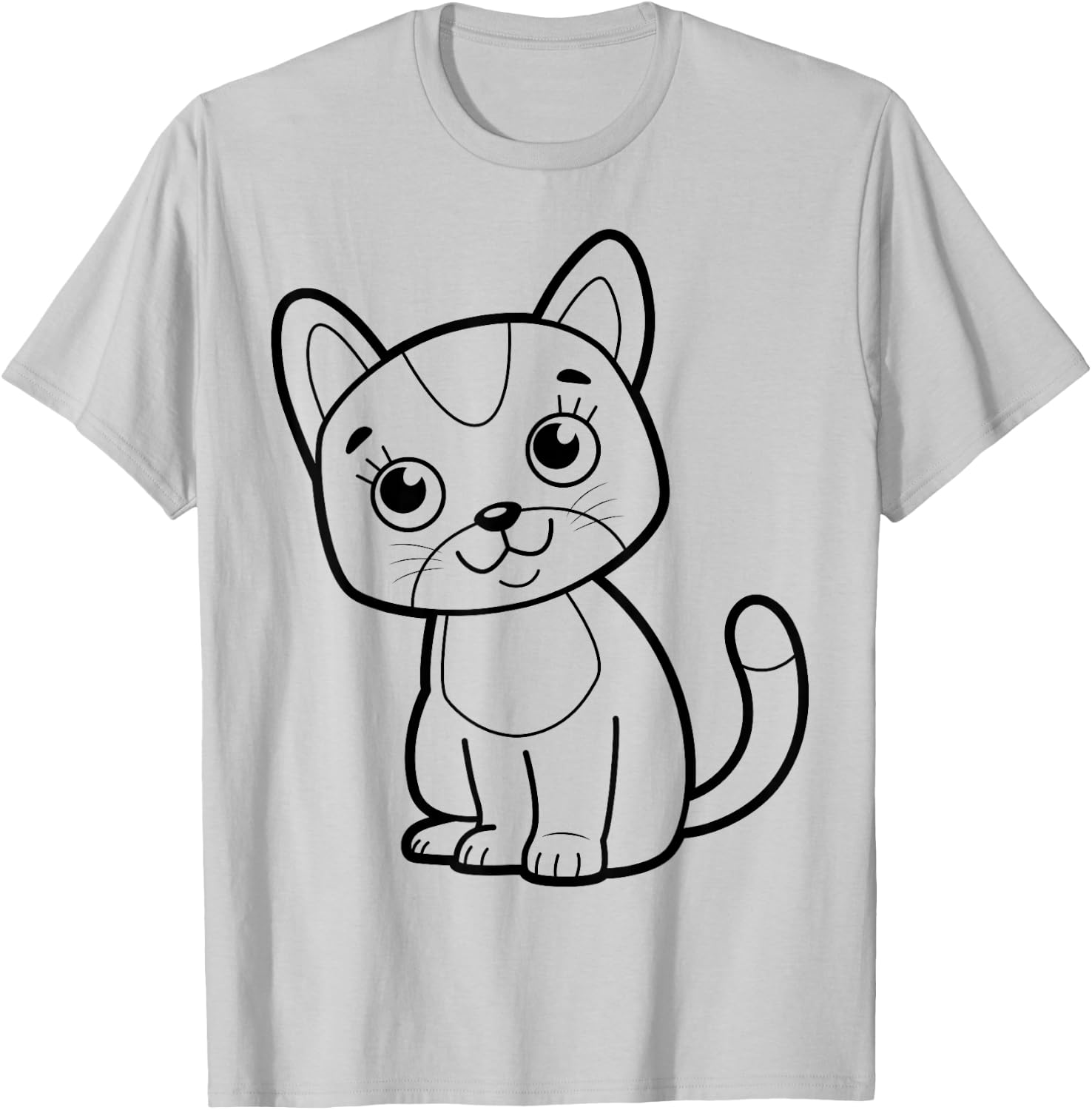 Cute cat to paint and color in for children T-Shirt - T-Shirt | Ash