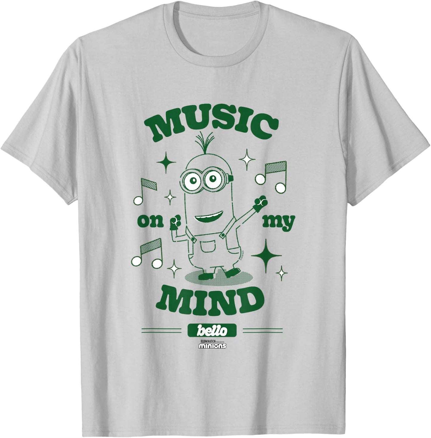Minions Music On My Mind Bello Minion Dance Party T-Shirt - T-Shirt | Ash