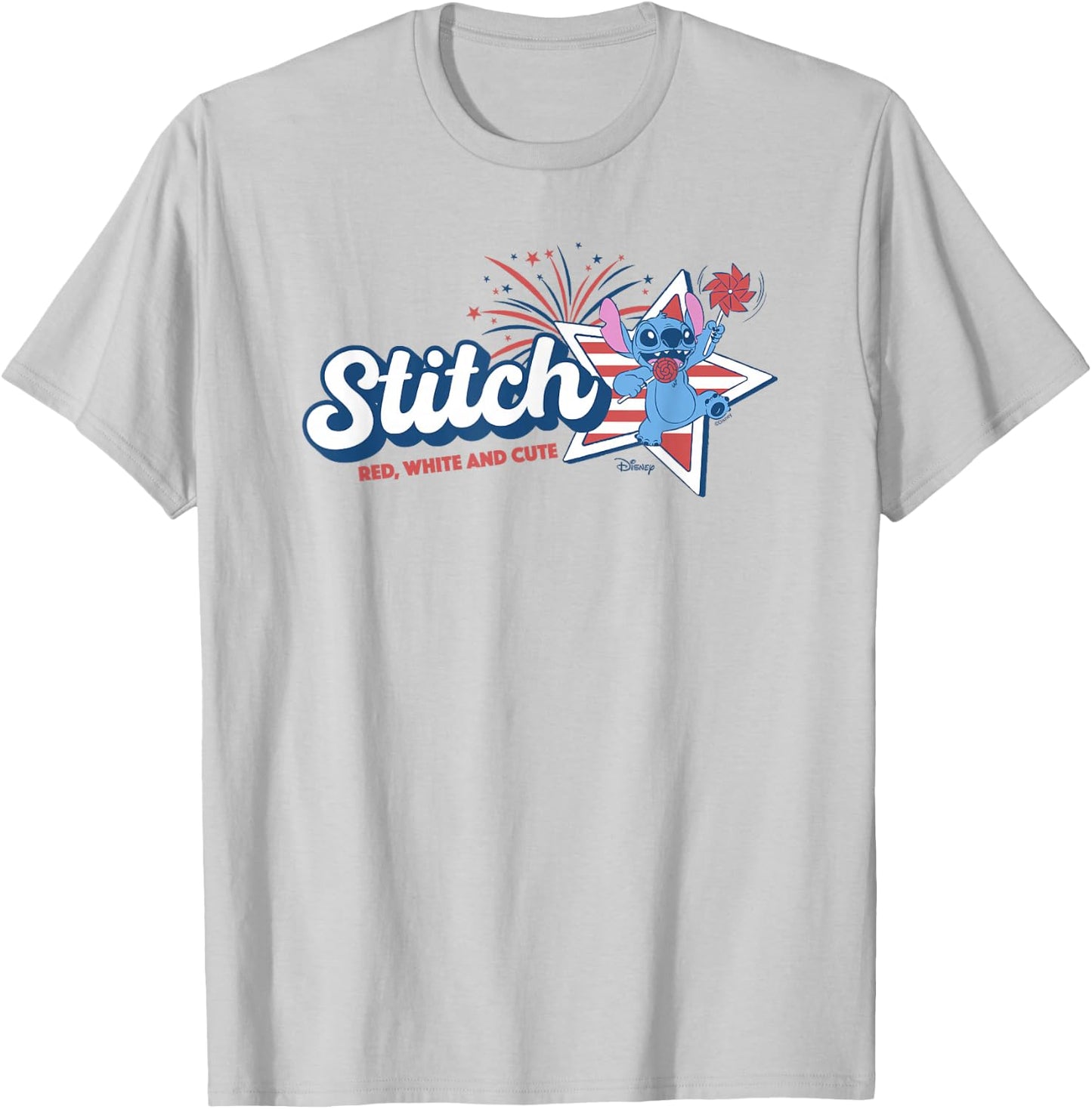 Disney Lilo & Stitch Red White Cute 4th of July T-Shirt - T-Shirt | Ash