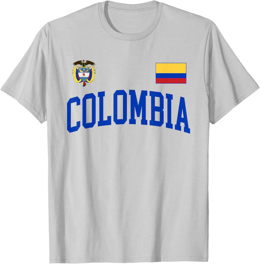 Threadrock Vintage Retro Colombia Flag Colombian Pride , Small, Yellow T-Shirt - T-Shirt | Ash