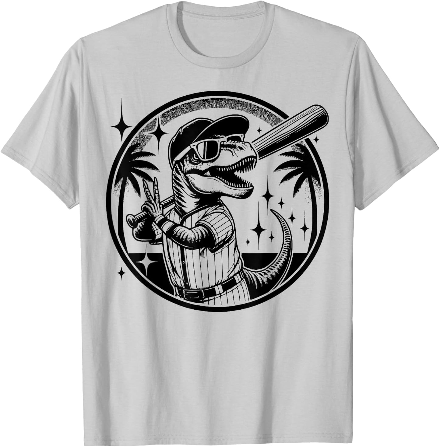 Funny T-rex Dinosaur Baseball Shirt Kids Men Women Softball T-Shirt - T-Shirt | Ash