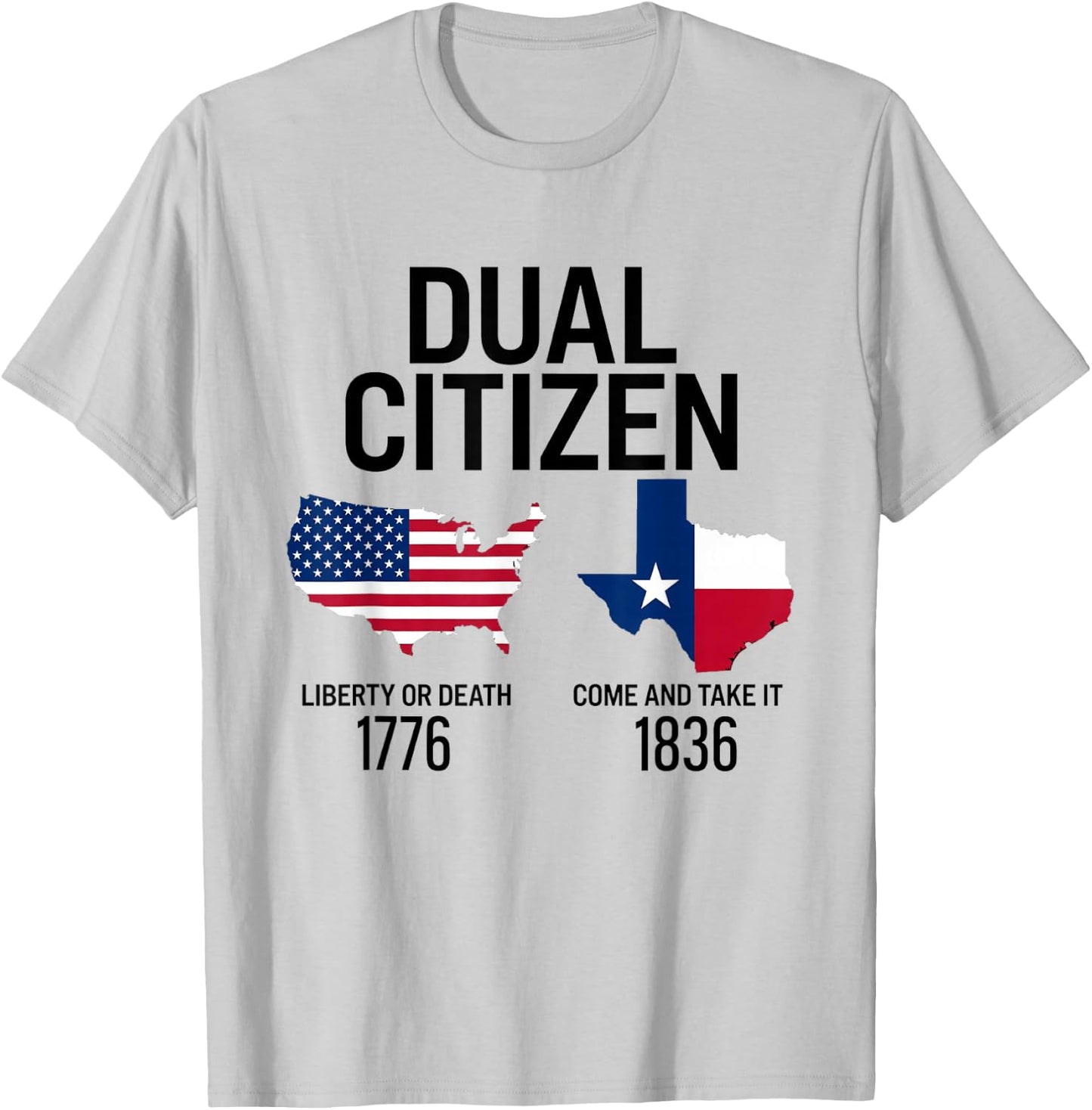 Dual Citizen Texas Pride Born and Raise USA TX Map Flag T-Shirt - T-Shirt | Ash