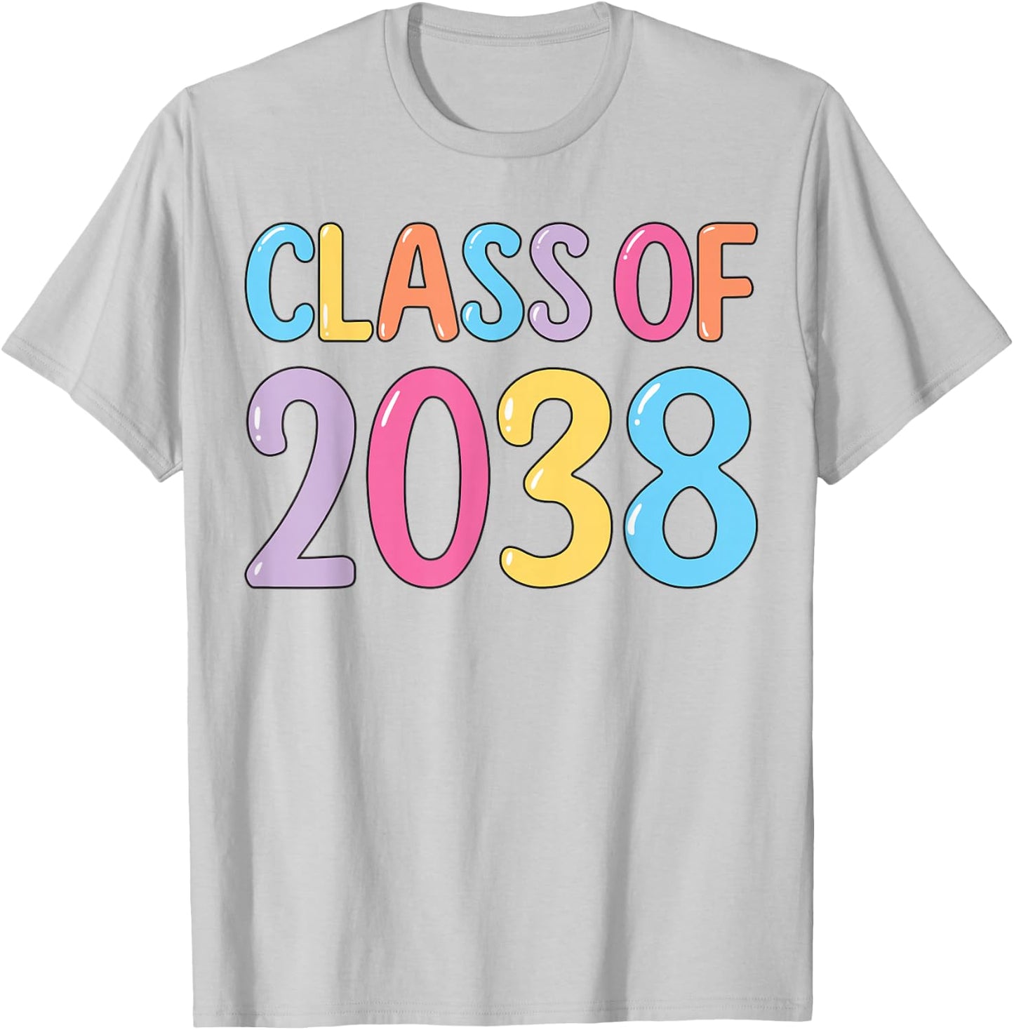 Class of 2038 Grow With Me K to 12 Grade Handprints On Back T-Shirt - T-Shirt | Ash
