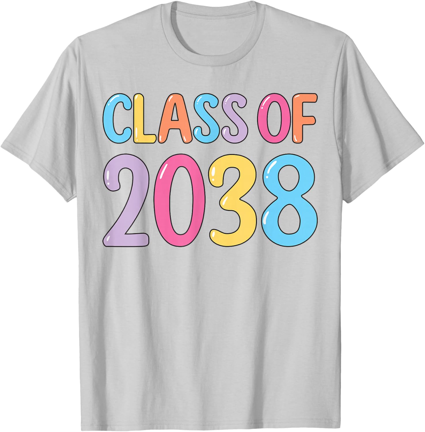 Class of 2038 Grow With Me K to 12 Grade Handprints On Back T-Shirt - T-Shirt | Ash