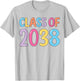 Class of 2038 Grow With Me K to 12 Grade Handprints On Back T-Shirt - T-Shirt | Ash