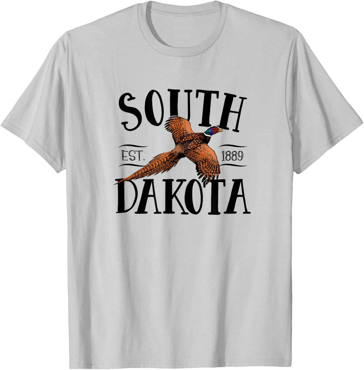 SOUTH DAKOTA Ring Necked Pheasant design T-Shirt - T-Shirt | Ash
