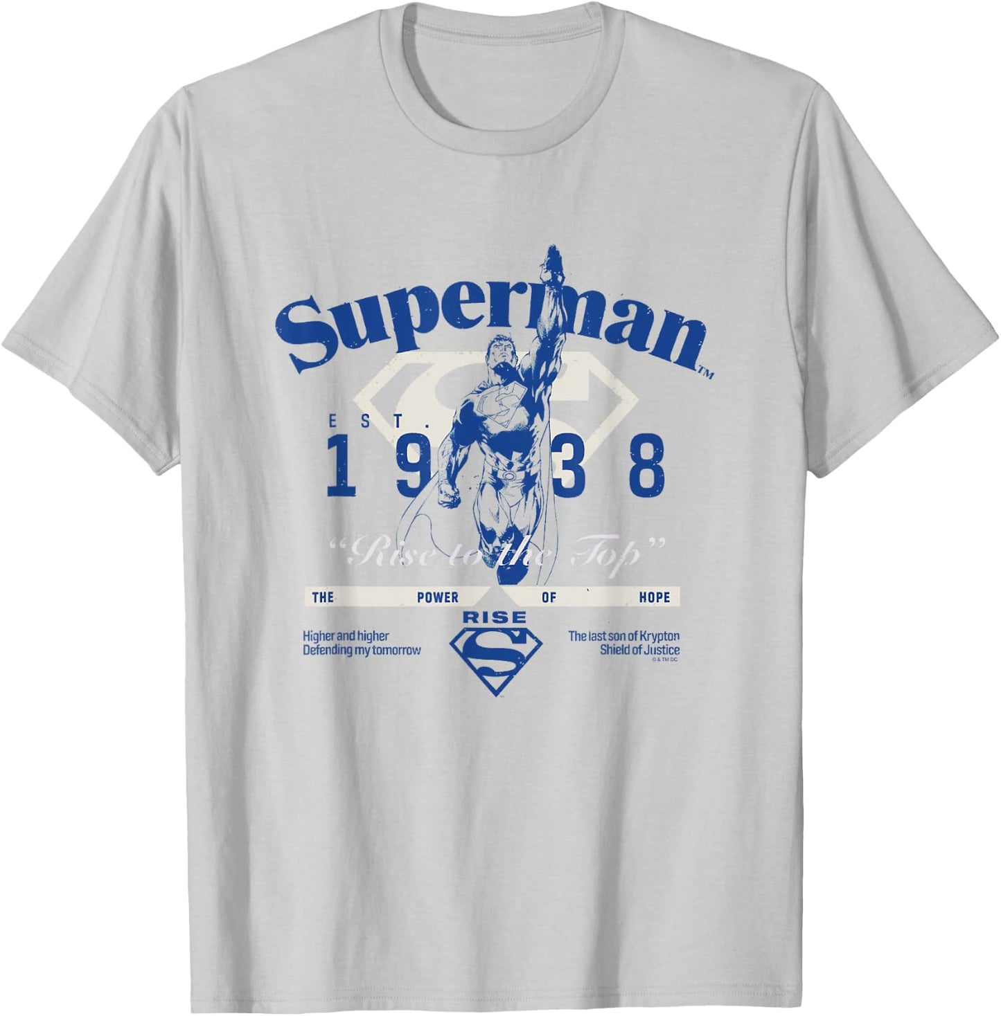 DC Comics Superman Rise to The Top Est. 1938 Vintage Logo T-Shirt - T-Shirt | Ash