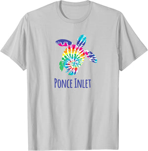 Ponce Inlet Florida Coastal Batik Tie Dye Loggerhead Turtle T-Shirt - T-Shirt | Ash