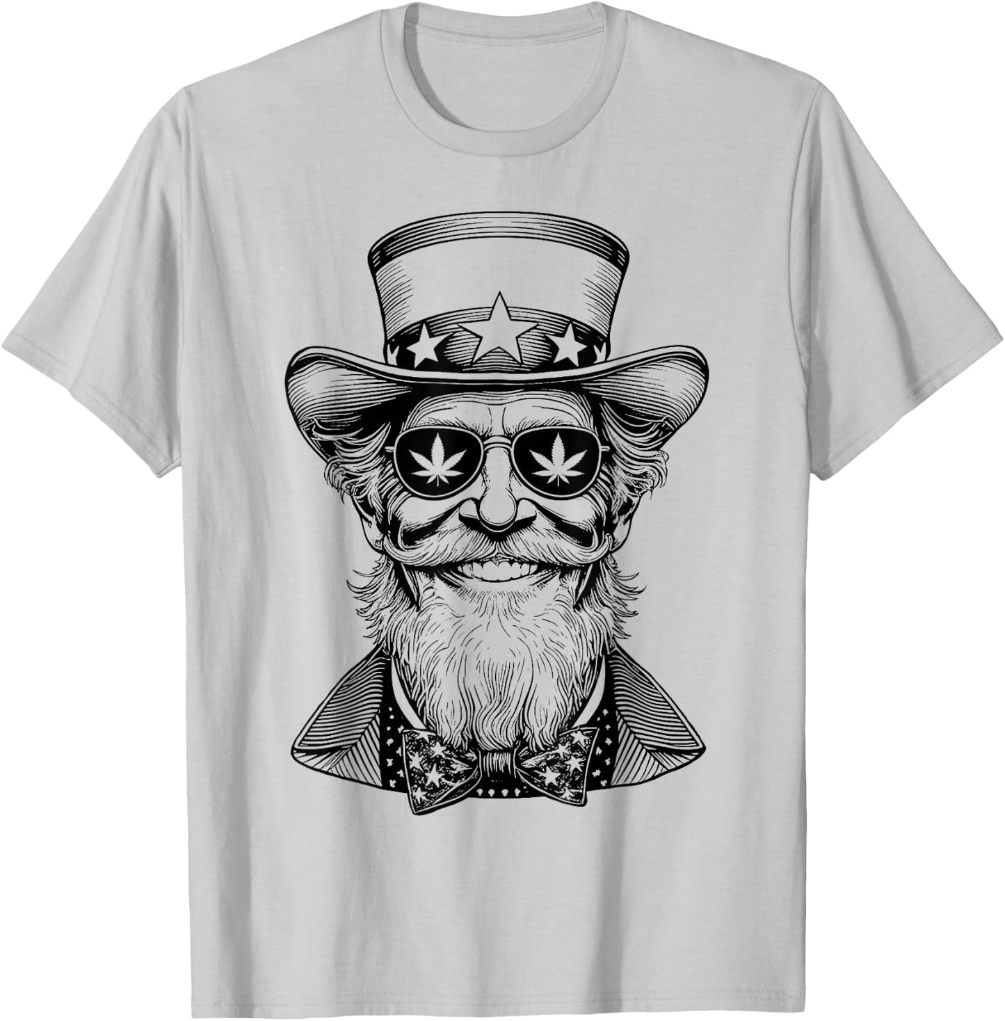 Weed Uncle Sam USA Funny 4th Of July 420 Stoner Marijuana Women Men T-Shirt - T-Shirt | Ash