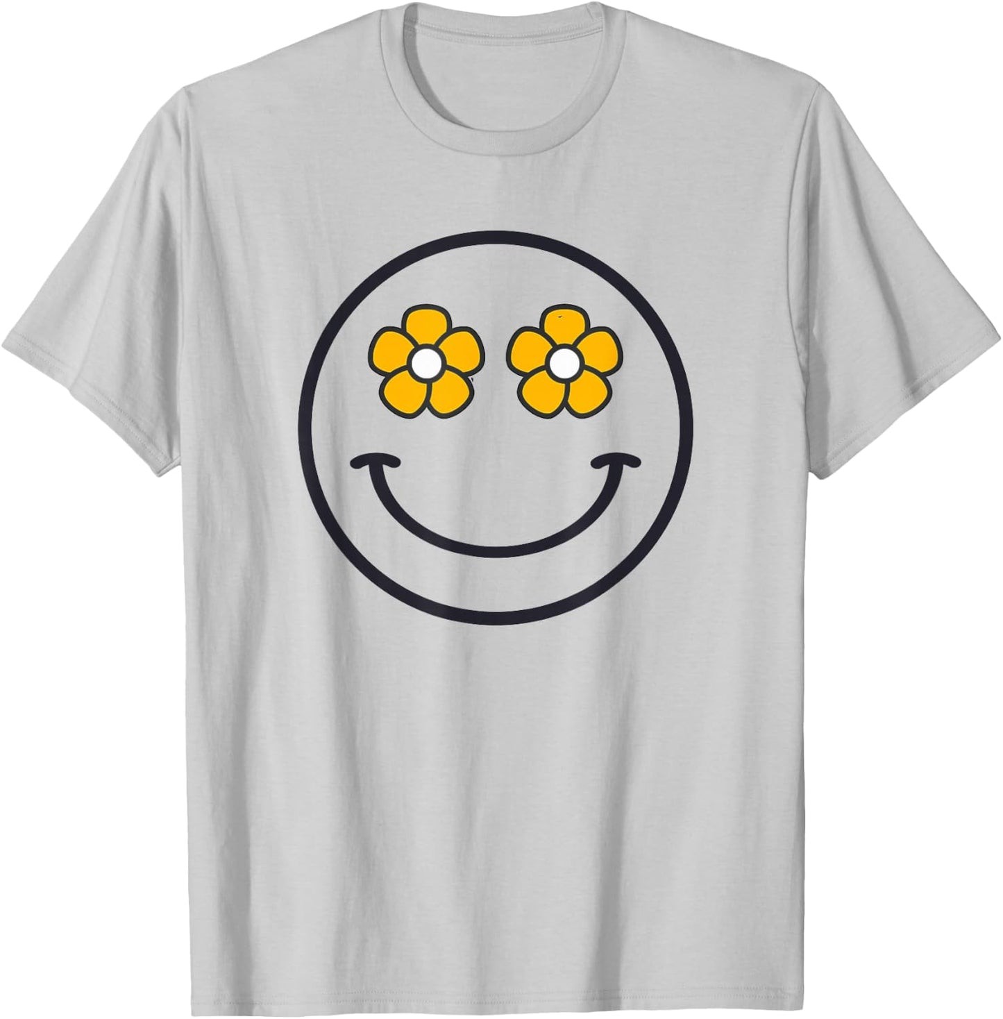 Funny Smiling Flowers Women Girls Cool Happy Face Smile T-Shirt - T-Shirt | Ash