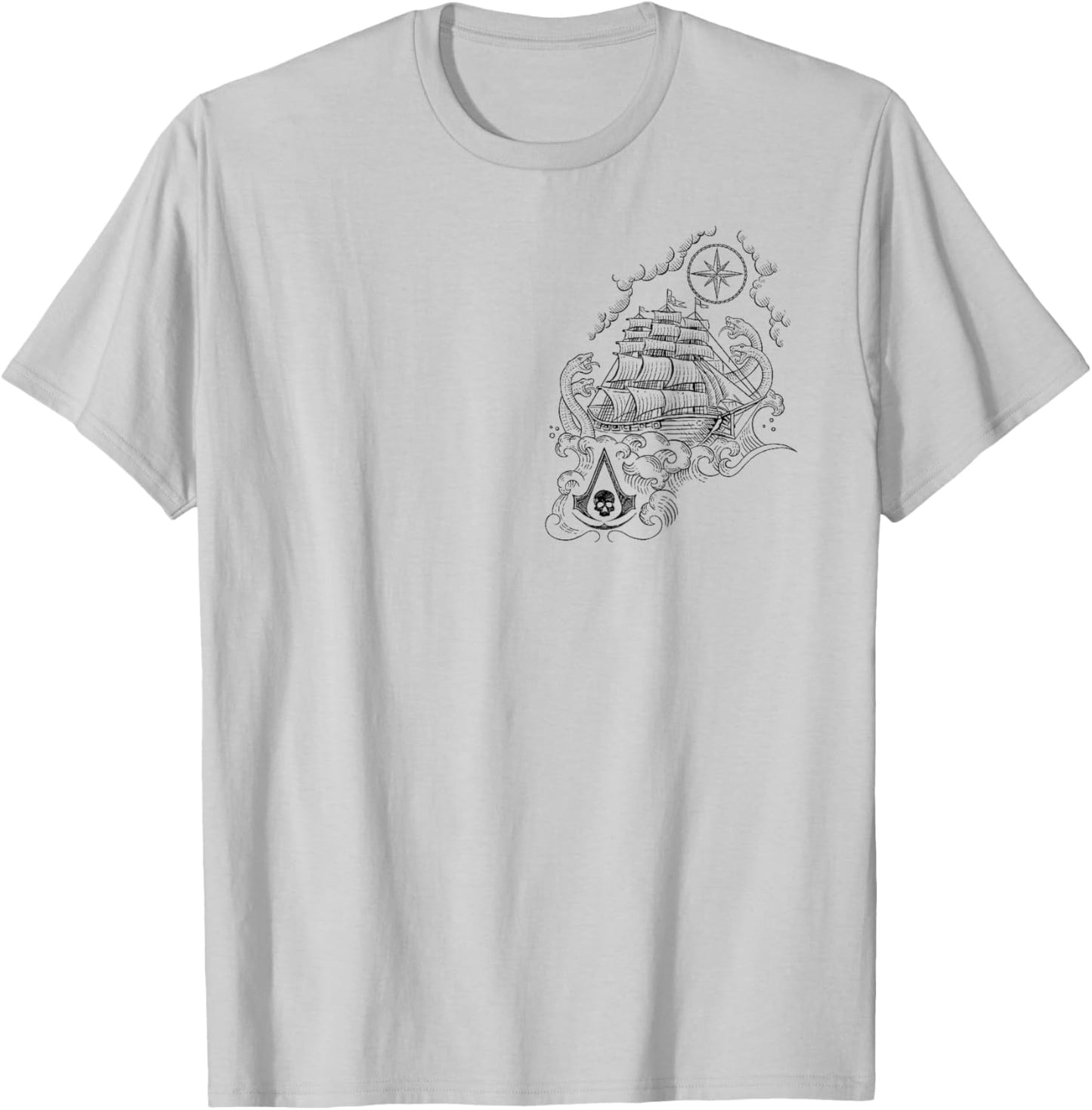 Assassin's Creed: Black Flag Tattoo Officially Licensed T-Shirt - T-Shirt | Ash