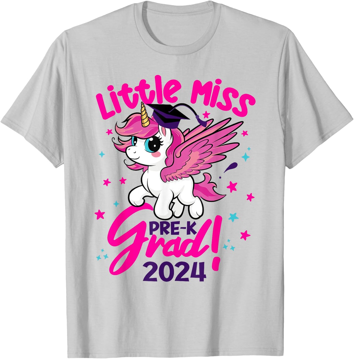 Unicorn Miss Pre-k Grad Preschool Graduation 2024 Kids Team T-Shirt - T-Shirt | Ash