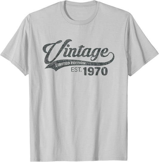 Vintage 1970 Cool 55 Year Old Bday Men Women 55th Birthday T-Shirt - T-Shirt | Ash