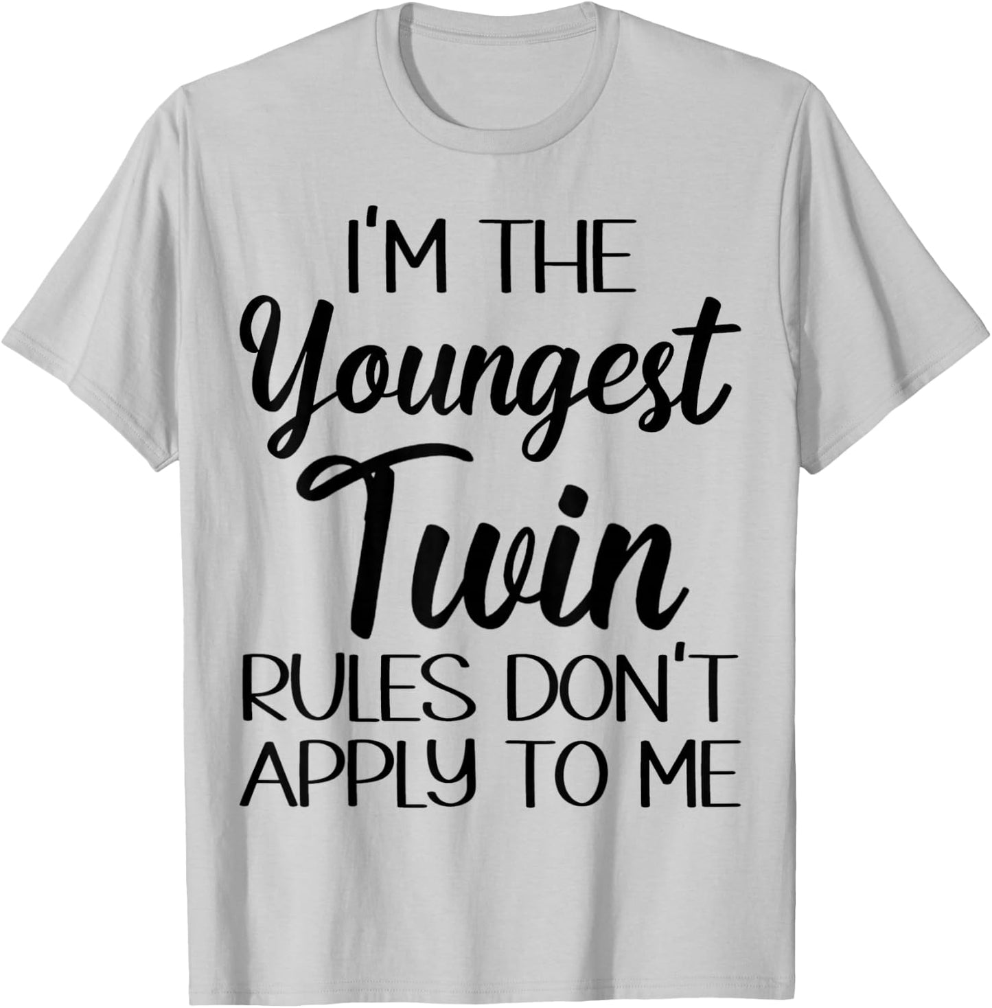 Youngest Twin Shirt Birthday Sibling Funny Twins Matching T-Shirt - T-Shirt | Ash
