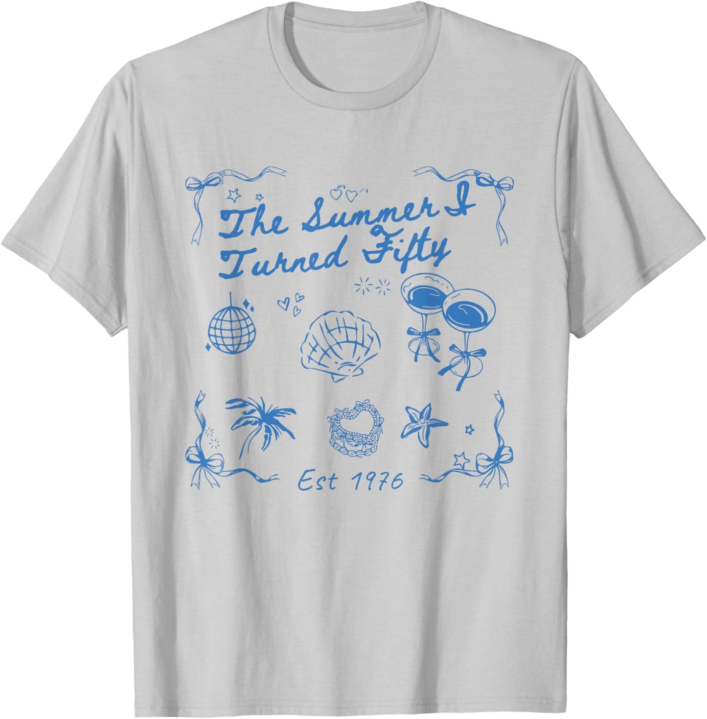 Summer I Turned Fifty 50th Birthday Seashell Coastal Beach T-Shirt - T-Shirt | Ash