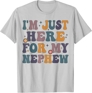 Funny Aunt Life Auntie Groovy I'm Just Here For My Nephew T-Shirt - T-Shirt | Ash