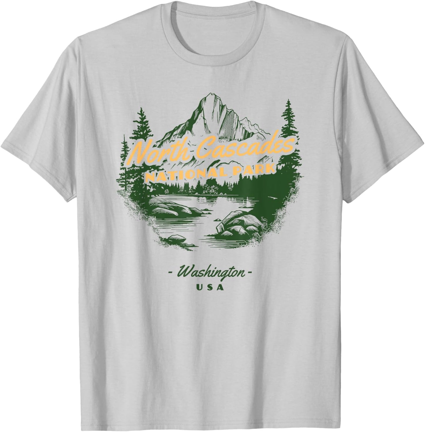 North Cascades National Park Washington Retro Vintage T-Shirt - T-Shirt | Ash