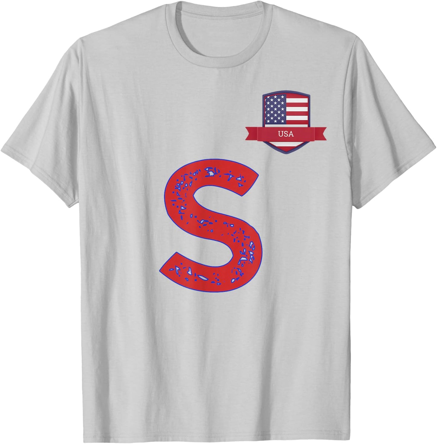 USA Human-Flag Letter S American USA Red T-Shirt - T-Shirt | Ash