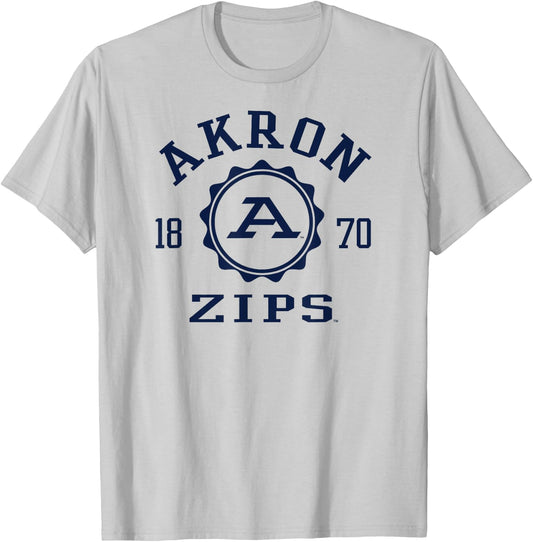 Akron Zips Stamp Gray Officially Licensed T-Shirt - T-Shirt | Ash