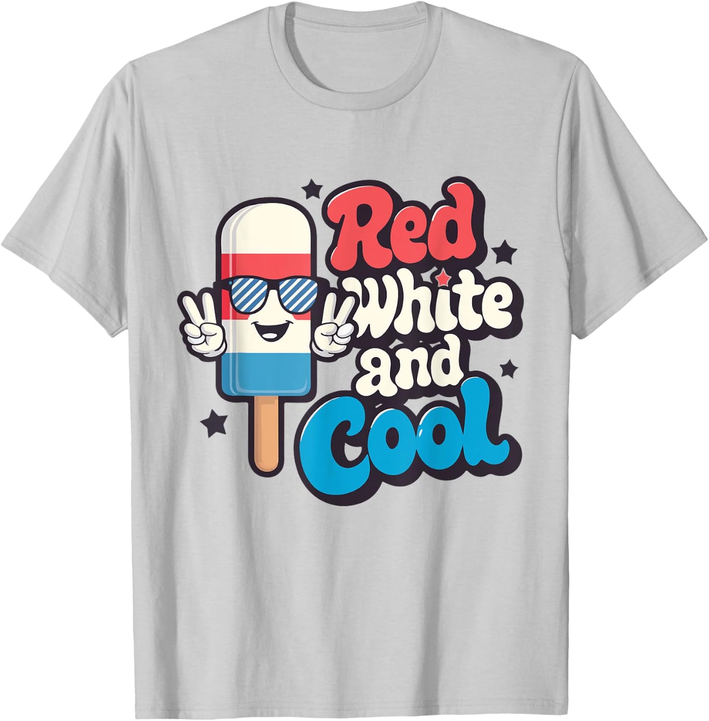 Red White And Cool 4th Of July Popsicle Ice Cream Patriotic Kids Men T-Shirt - T-Shirt | Ash