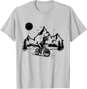 Trex Riding Bicycle Vintage Mountain Biking Dino T-Rex Biker T-Shirt - T-Shirt | Ash