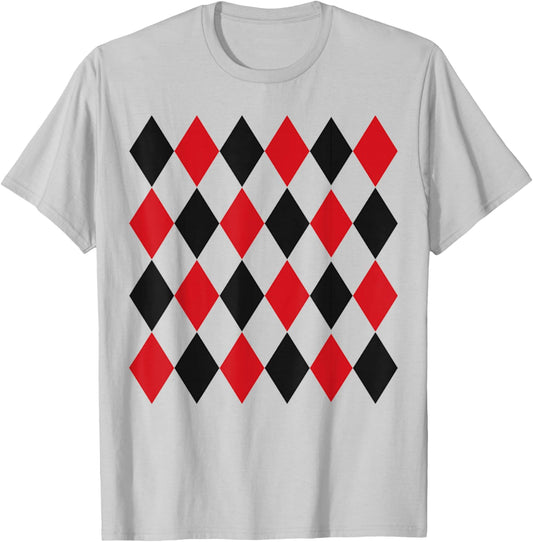 Harlequin Red Black Pattern T-Shirt - T-Shirt | Ash