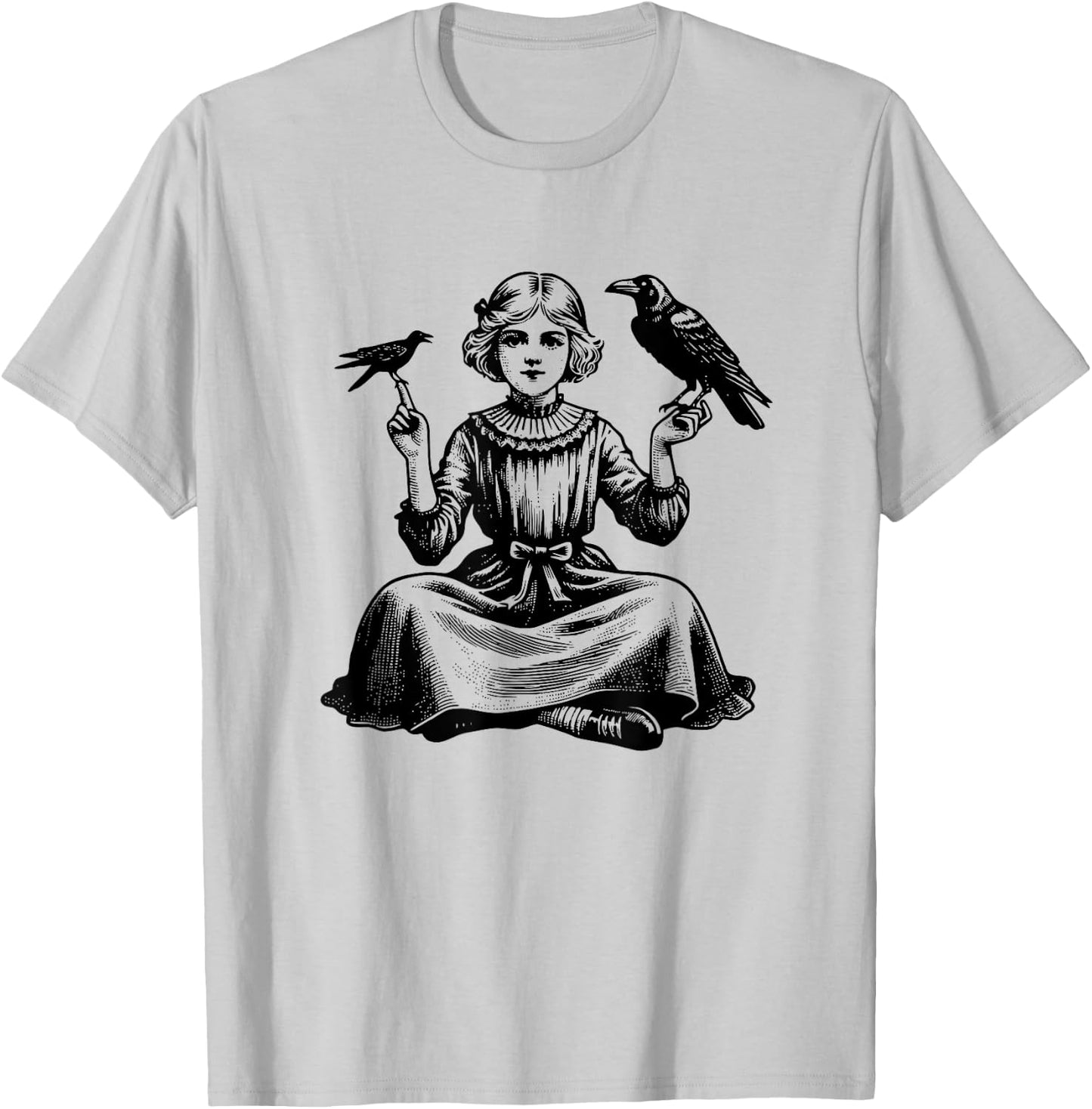 Vintage Crow, Vintage Raven Design for Crow and Raven Lovers T-Shirt - T-Shirt | Ash