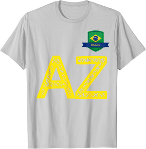Brazil Human-Flag Letter A and Letter Z Brazil T-Shirt - T-Shirt | Ash